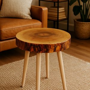 2 Adet Kütük Sehpa Doğal