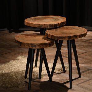 3'lü Kütük Sehpa Doğal